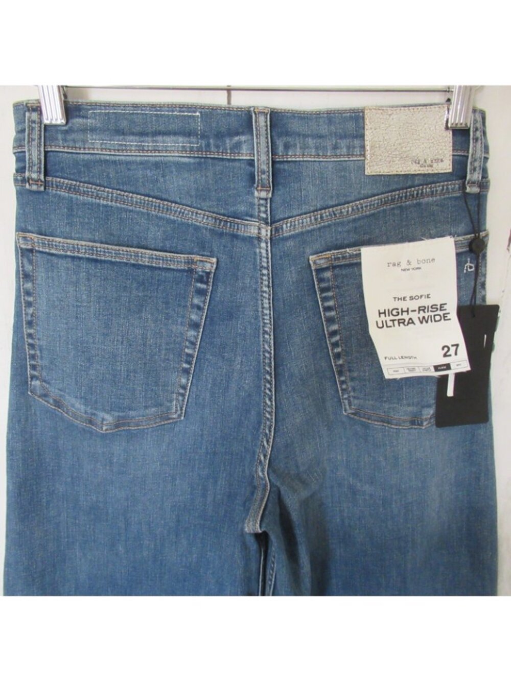 New Rag & Bone Jeans 27 The Sofie High‎ Rise Ultra Wide Leg Raw Hem Willow - Picture 3 of 10